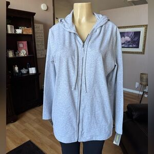 Style & Co NEW gray long sleeve zip up hoodie sweatshirt w/pockets -size L-NWT